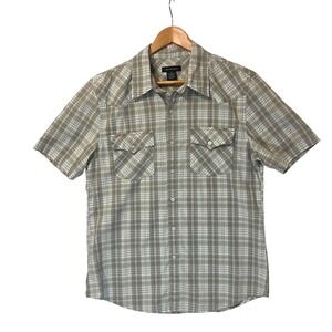 Calvin Klein Jeans Mens Green Plaid Short Sleeve Button Up Shirt‎ Size  L